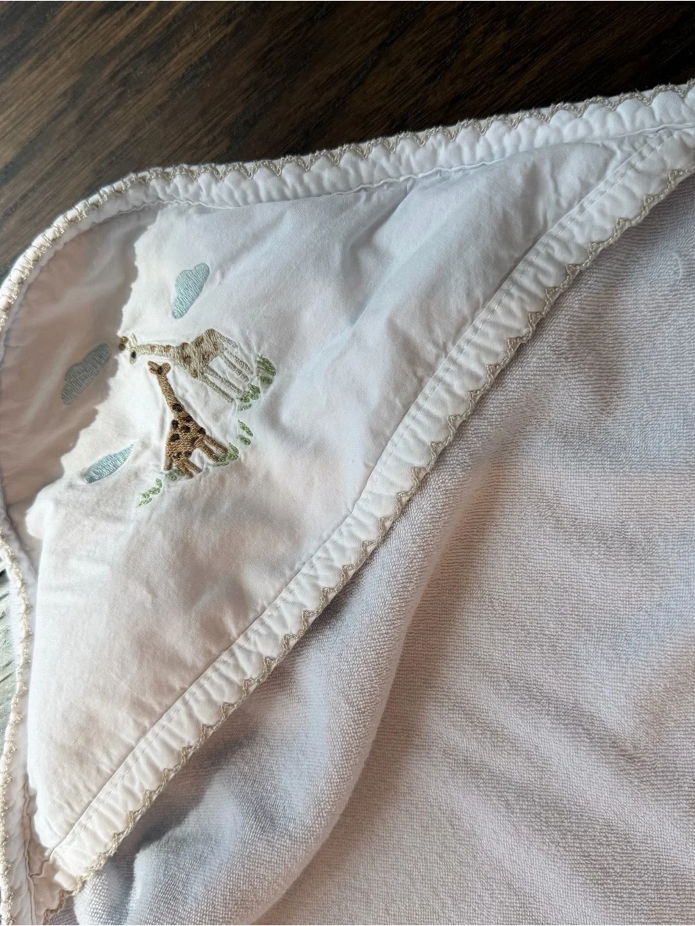 Pottery barn kids giraffe clouds hooded bath towel